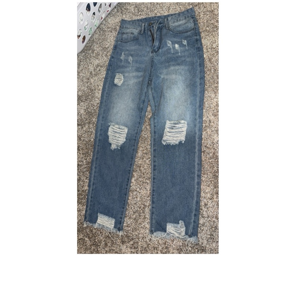 Women's Distressed Blue Jeans